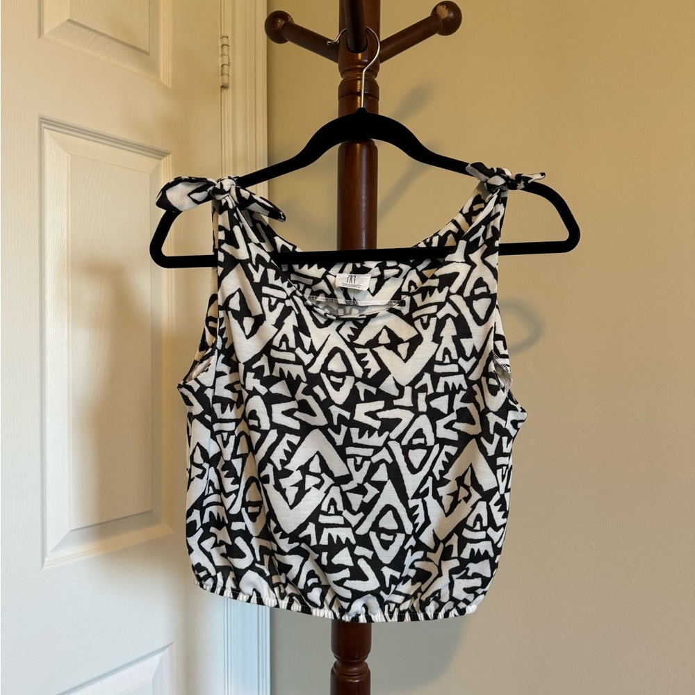Zara TRF Tank Top - Size S - Black / White Print